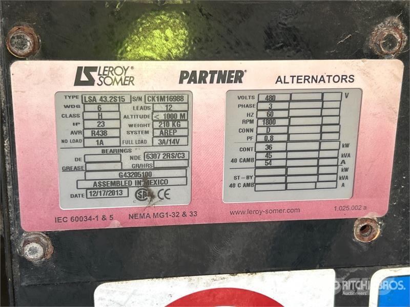 Atlas Copco QAS45 36 kW Skid-Mounted Generator Set Generadores diesel