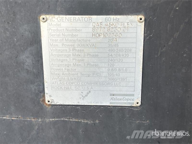 Atlas Copco QAS45 36 kW Skid-Mounted Generator Set Generadores diesel