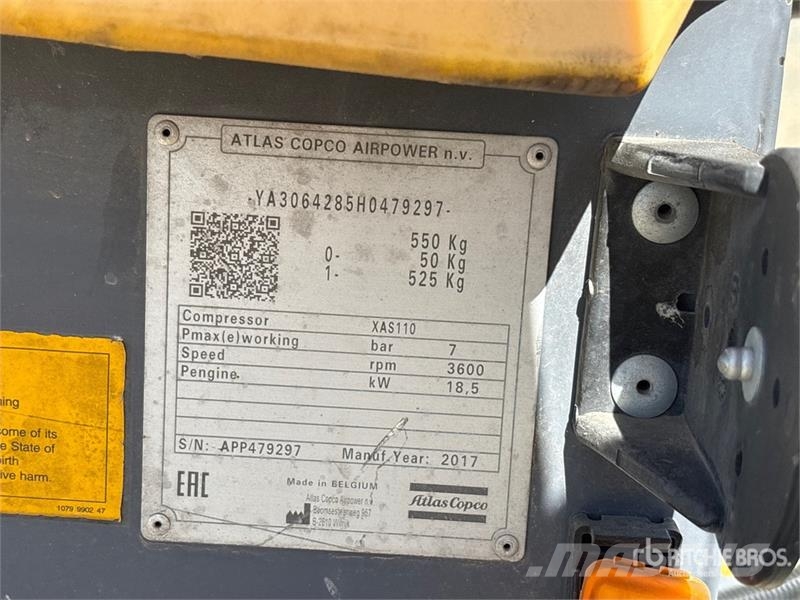 Atlas Copco XAS110 Mobile Air Compressor Kompresorji