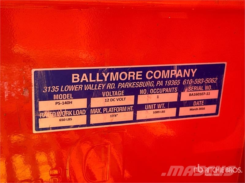 Ballymore PS-140H Vertical Mast Lift رافعات السارية الرأسية