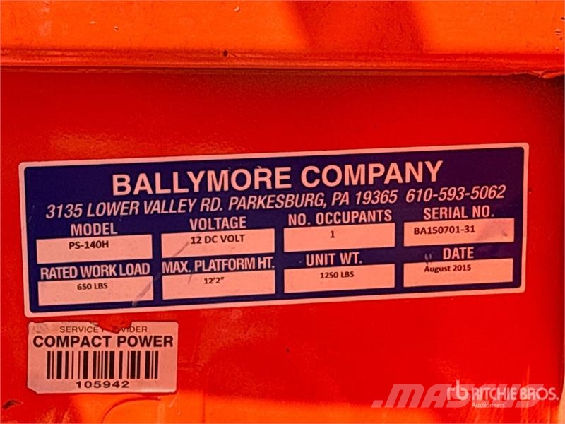 Ballymore PS-140H Vertical Mast Lift رافعات السارية الرأسية