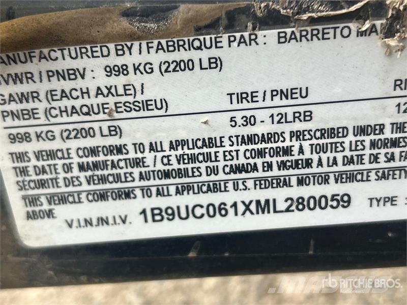 Barreto E4X6TBT 6 ft S/A Trencher Trailer Maskintransporter