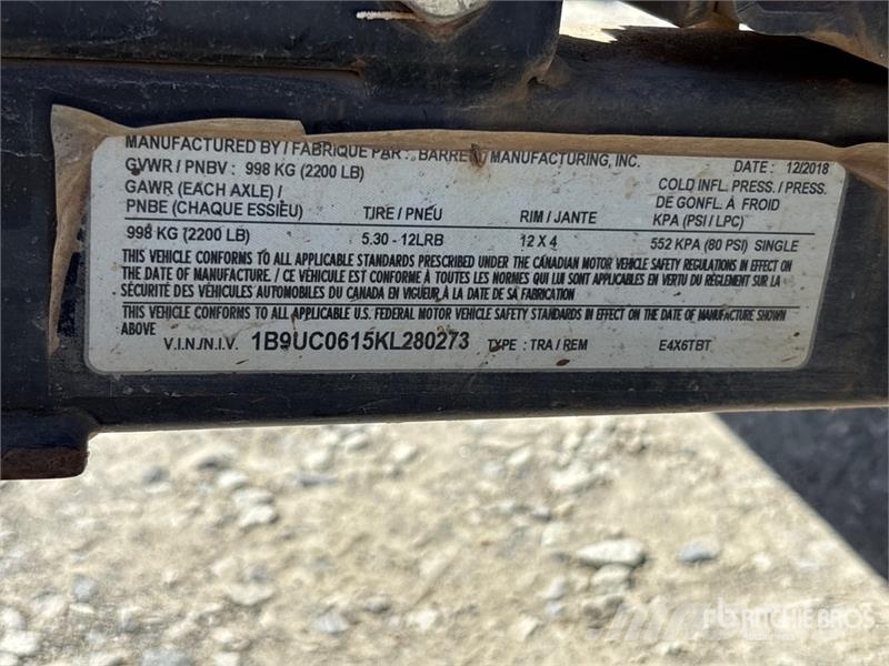 Barreto E4X6TBT 6 ft S/A Trencher Trailer Pranchas / Carrega-tudo