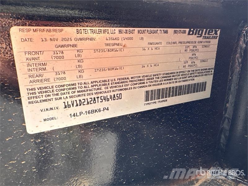Big Tex 14LP-16BK6-P4 16 ft T/A Dump Utility Trailer Самоскиди