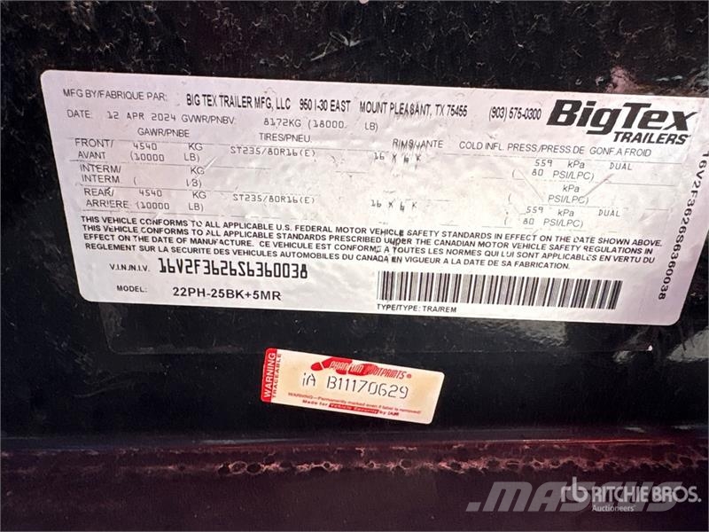 Big Tex 22PH-25BK+5MR 30 ft T/A Equipment Trailer Прицепы-Автовозы