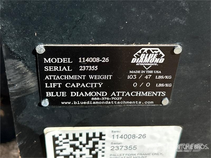 Blue Diamond 42 in Mini Skid Steer Forks (Unused) フォーク