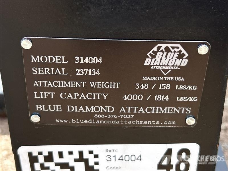 Blue Diamond 48 in Skid Steer Forks (Unused) フォーク