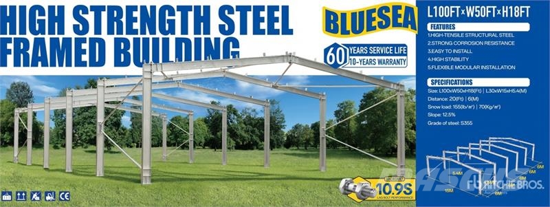 BLUESEA 50 ft x 100 ft x 18 ft Steel Frame Only St Stalen constructies