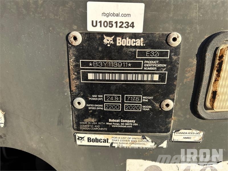 Bobcat E32I Mini Excavator حفارات صغيرة أقل من 7 طن (حفارات صغيرة)