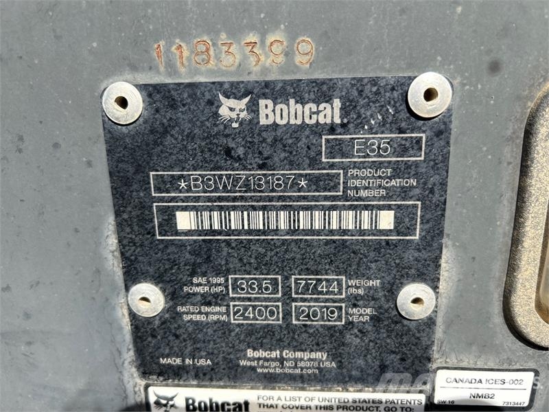 Bobcat E35 Mini ekskavatörler, 7 tona dek