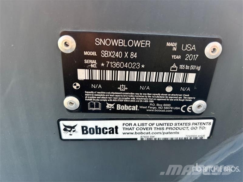 Bobcat SBX240X84 84 in Skid Steer Snowblower Snøfresere