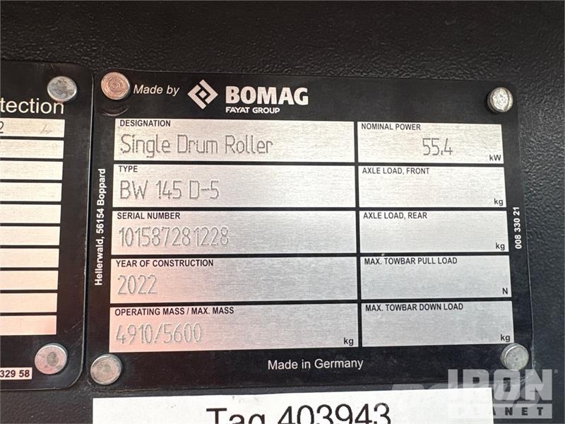 Bomag BW145D Smooth Drum Compactor 振動ローラ