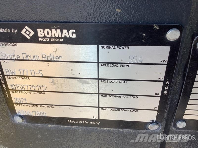 Bomag BW177D-5 Padfoot Drum Compactor Compactoare monocilindrice