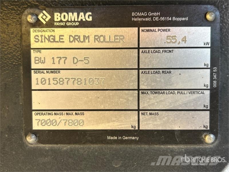 Bomag BW177D-5 Smooth Drum Compactor Walzenzüge