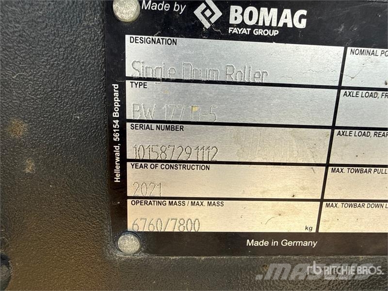 Bomag BW177D-5 Smooth Drum Compactor Rolos compactadores monocilíndricos