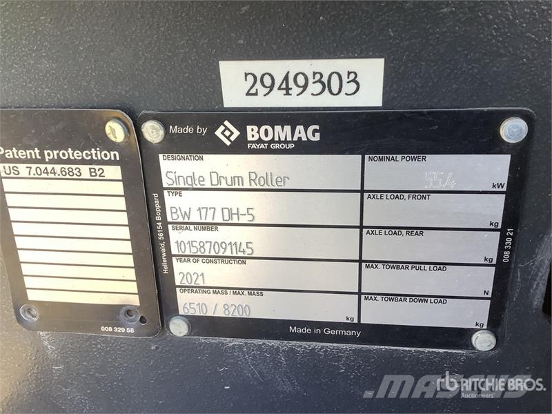 Bomag BW177DH-5 Smooth Drum Compactor Rolos compactadores monocilíndricos