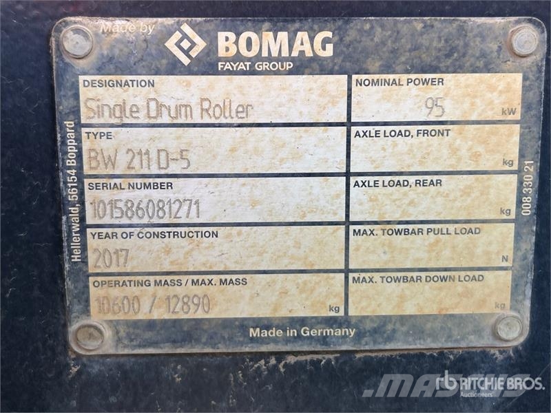 Bomag BW211D-5 Smooth Drum Compactor Egydobos hengerek