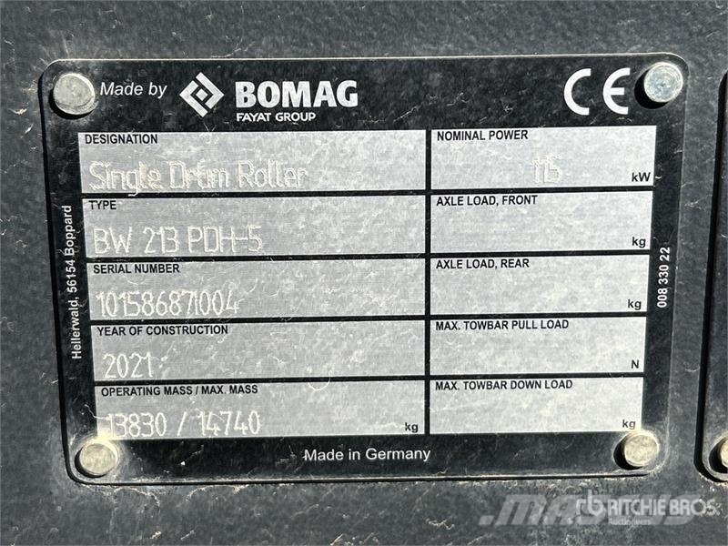 Bomag BW213PDH-5 Padfoot Drum Compactor Enojni valjarji