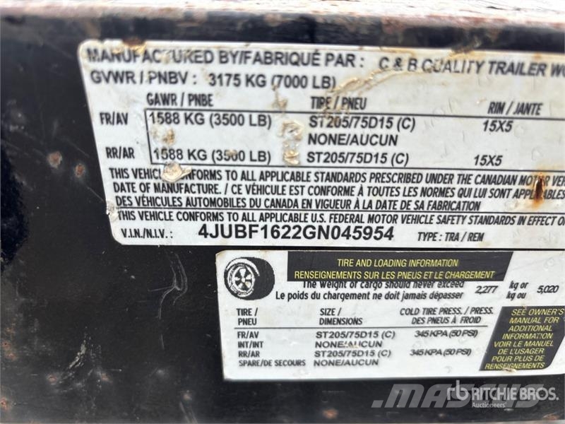  C & B 16 ft T/A Utility Trailer Citas piekabes