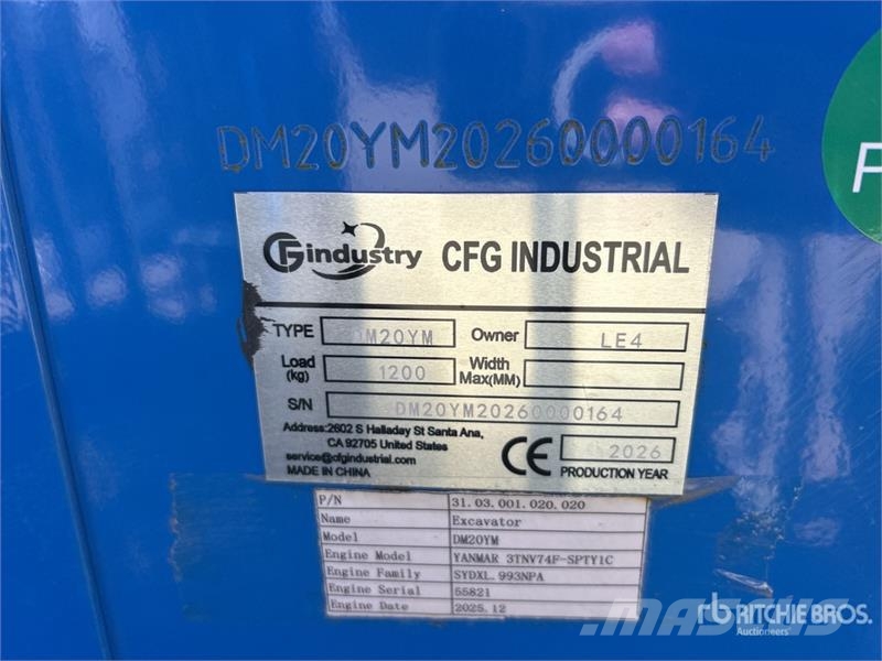 CFG DM20YM Mini Excavator (Unused) Mini bagri <7t