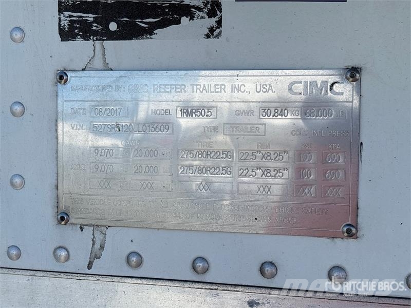 CIMC 1RMR50.5 51 ft x 102 in T/A Refrigerated Trailer Hladilne polprikolice