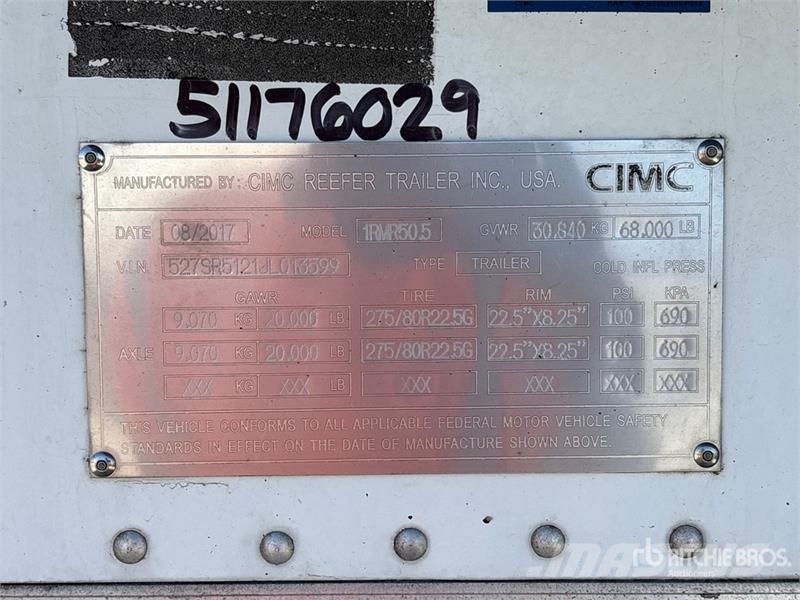 CIMC 1RMR50.5 51 ft x 102 in T/A Refrigerated Trailer Hladilne polprikolice