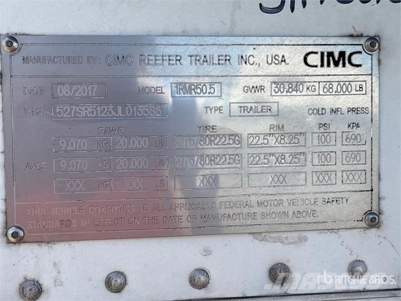 CIMC 51 ft T/A Refrigerated Trailer Semi remorque frigorifique