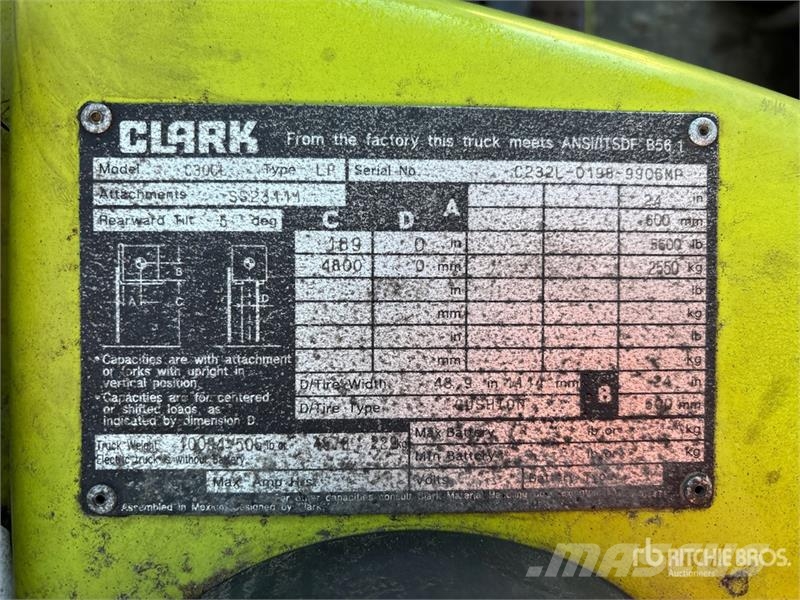 Clark C30CL 5500 lb Cushion Tire Forklift Šakiniai krautuvai - Kita