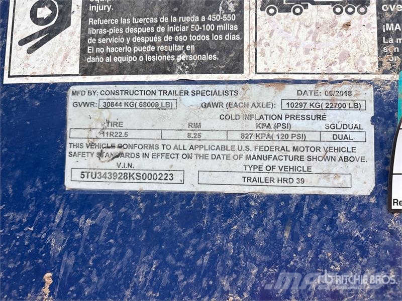Construction Trailer Specialist HRD 39 39 ft T/A F Kiper prikolice