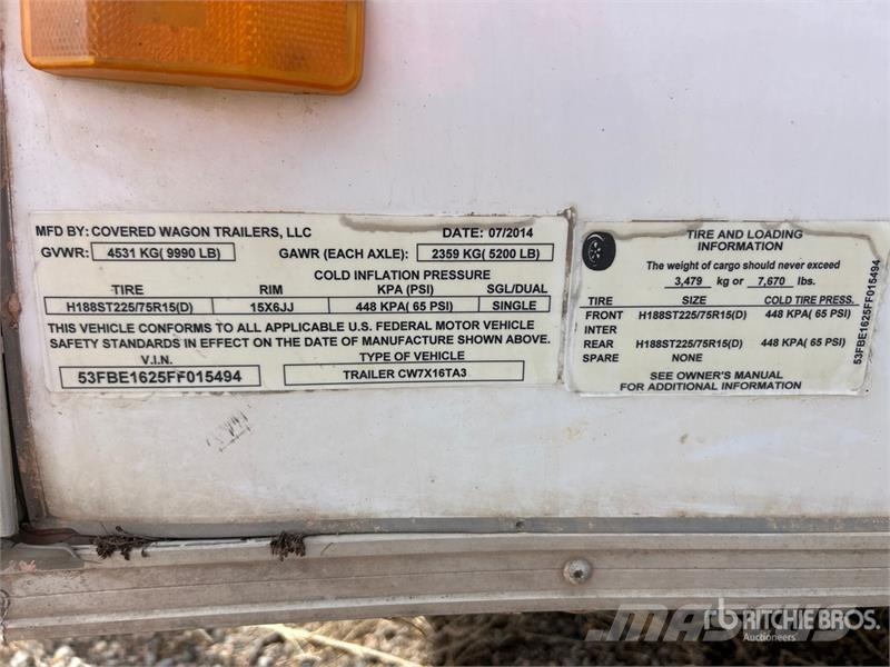  Covered Wagon CW7X16TA3 16 ft T/A With Misc Spray  مقطورات ذات هيكل صندوقي