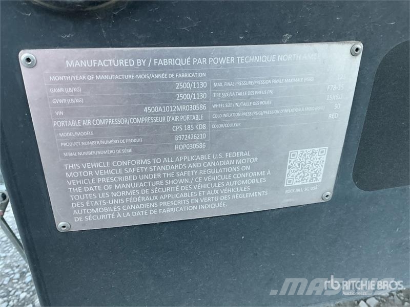  CPT CPS-185 125 cfm Mobile Air Compressor Kompresszorok