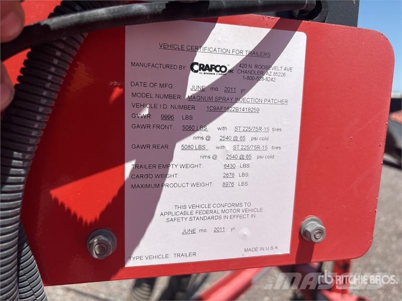 Crafco Magnum Spray Injection Patcher Asfaldimasinate lisatarvikud
