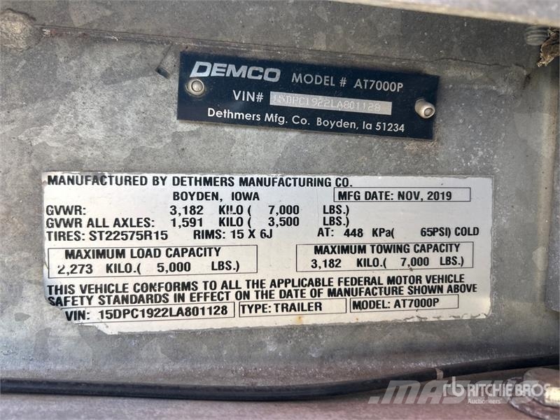 Demco AT7000P T/A 1 Car Open Car Carrier Trailer 차량 운반용 세미 트레일러