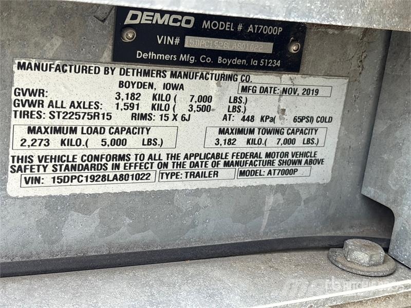 Demco AT7000P T/A 1 Car Open 12 ft Car Carrier Trailer Vehicle transport semi-trailers