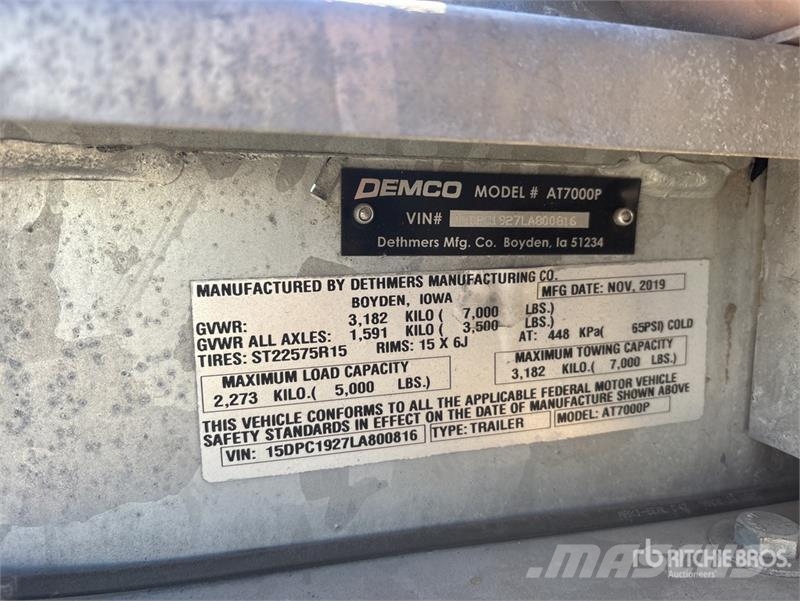 Demco AT7000P T/A 1 Car Open Car Carrier Trailer Vehicle transport semi-trailers