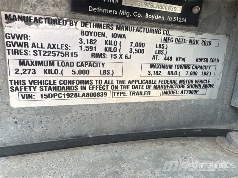 Demco AT7000P T/A 1 Car Open Car Carrier Trailer Vehicle transport semi-trailers