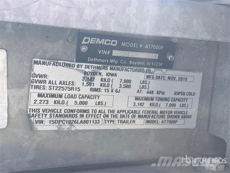 Demco AT7000P T/A 1 Car Open Car Carrier Trailer Vehicle transport semi-trailers