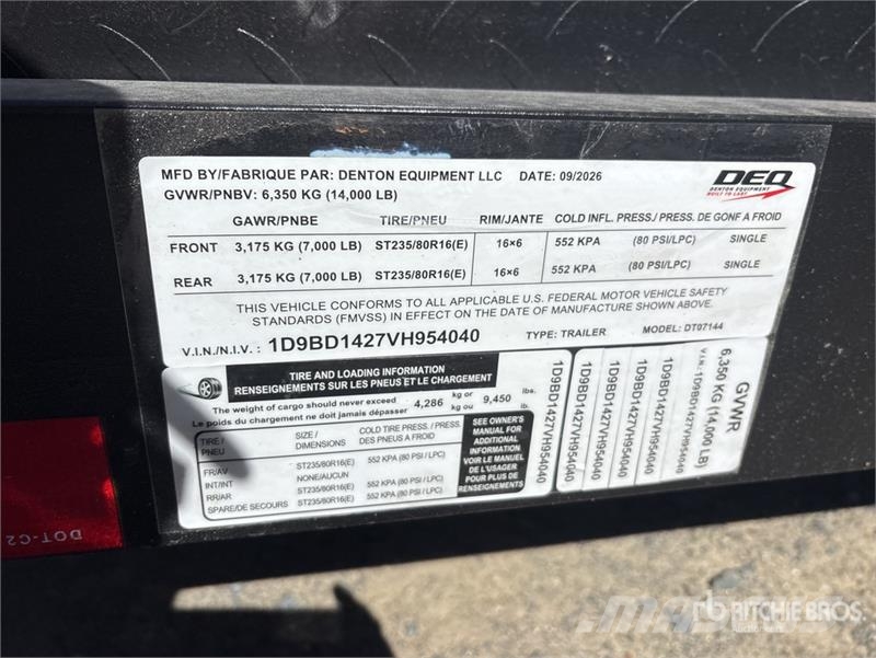 Denton 14 ft T/A Dump Utility Trailer Kipper