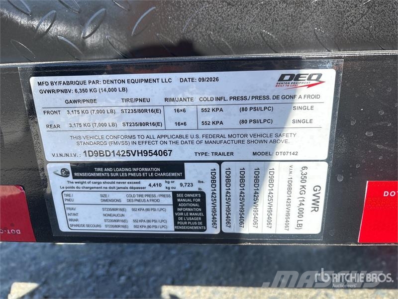  Denton Dt-714 14 ft T/A Dump Utility Trailer مقطورات قلابة