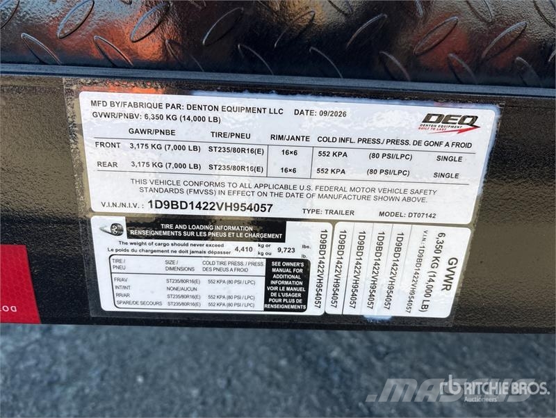Denton DT-7142 14 ft T/A End Dump Trailer (Unused) Remorque benne