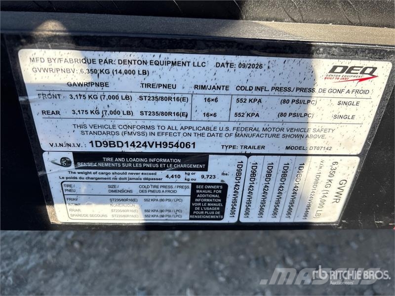  Denton DT-7142 14 ft T/A End Dump Trailer (Unused) 自卸拖车
