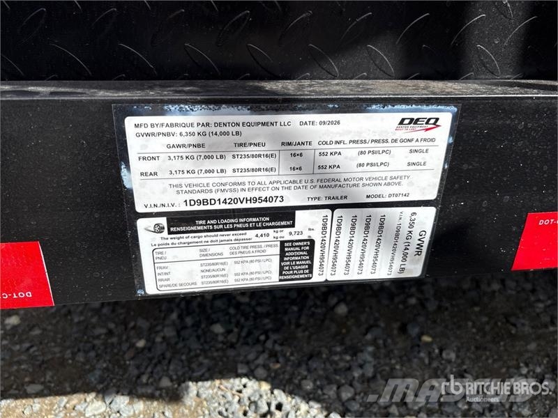 Denton DT-7142 14 ft T/A End Dump Trailer (Unused) 傾卸式拖車