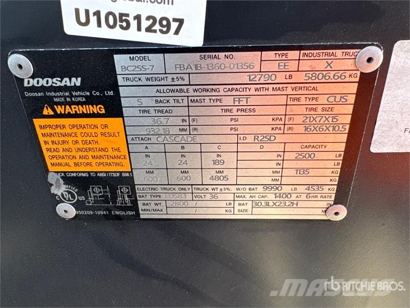 Doosan BC25S-7 2500 lb Forklift Viličarji - drugo
