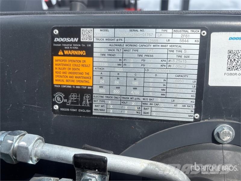 Doosan G35S-7 6950 lb Forklift Інше