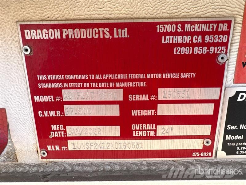 Dragon FB 24 ft S/A Lead Flatbed Trailer Vlakke laadvloer