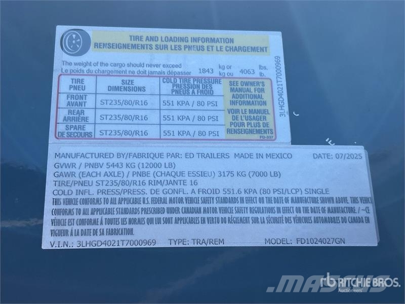 ED trailers FD1024027GN 40 ft T/A Gooseneck Equipment Prikolice za prevoz vozil