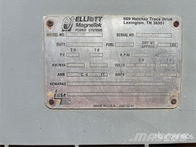 Elliot 500RD 500 kW Skid-Mounted Generator Set Dizelski agregati