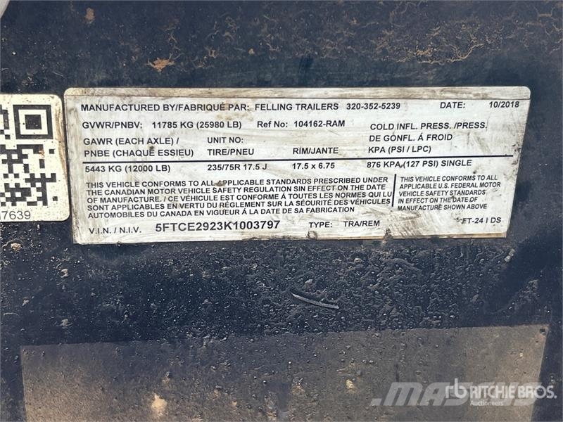 Felling FT24 I D5 23 ft T/A Equipment Trailer Prikolice za prevoz vozil