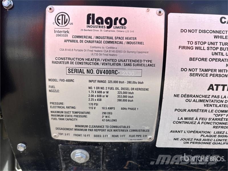 Flagro FVO-400RCBT 390000 BTU Space Heater Topení a zařízení pro rozmrazování