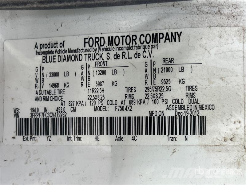 Ford F-750 4x2 Chipper Truck (Inoperable) Caminhões de cavacos de madeira